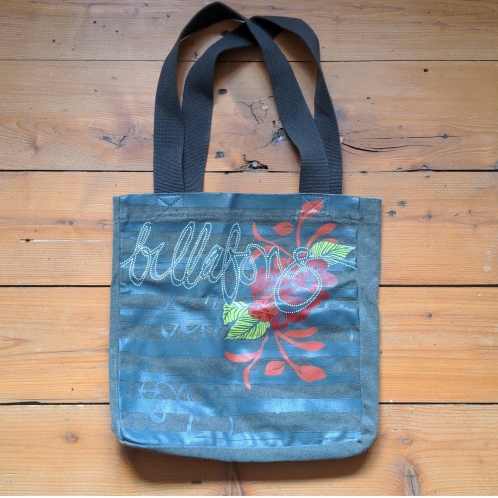 Billabong Gray and Red Artistic Tote Bag